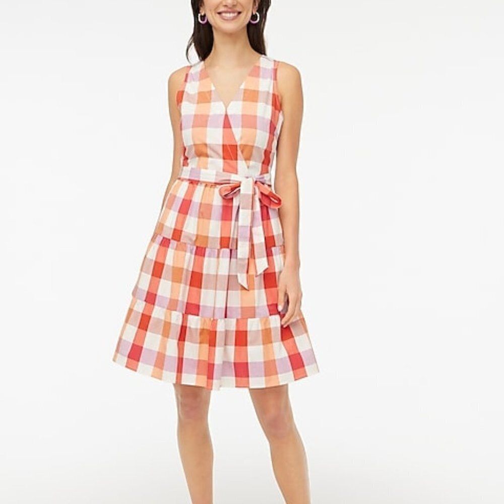 J Crew Women's Plaid Sleeveless Mini Dress‎ Side Pockets